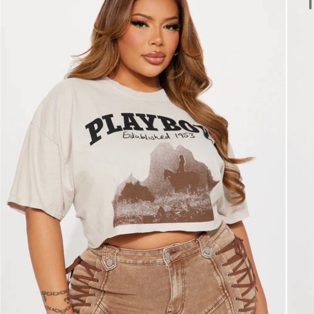 Playboy Graphic Crop Top and Lace-Up Pants